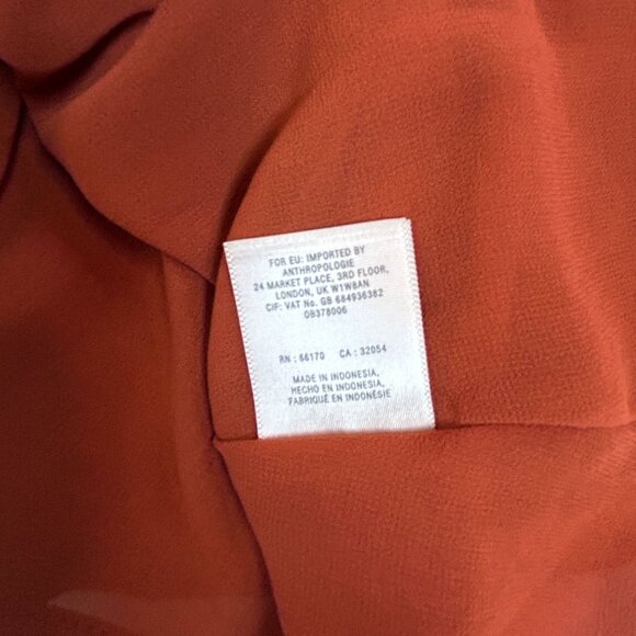 Anthropologie Maeve Womens Noronha Wrap Midi Dress XL Orange Cap Sleeve Belted - Picture 4 of 11